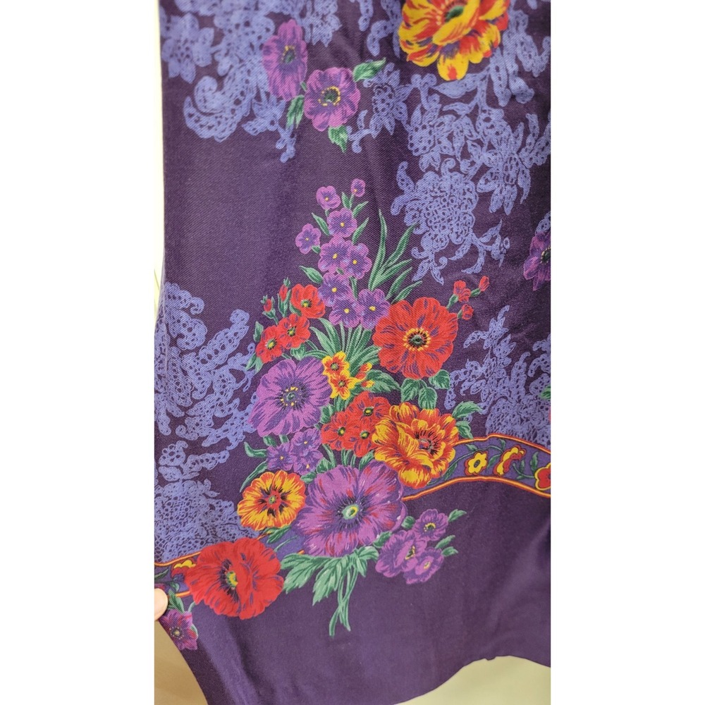 VTG Susan Bristol WOMEN'S skirt purple floral fit&flare pleated rayon‎  SIZE 6 - Picture 3 of 9
